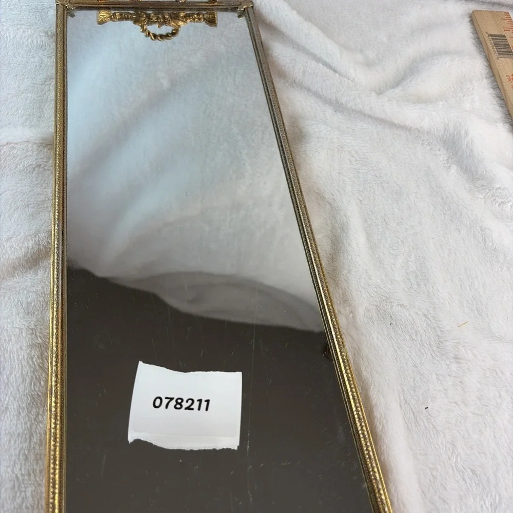 Vtg 60s Gold Ormolu Mirrored Vanity Tray 6x18